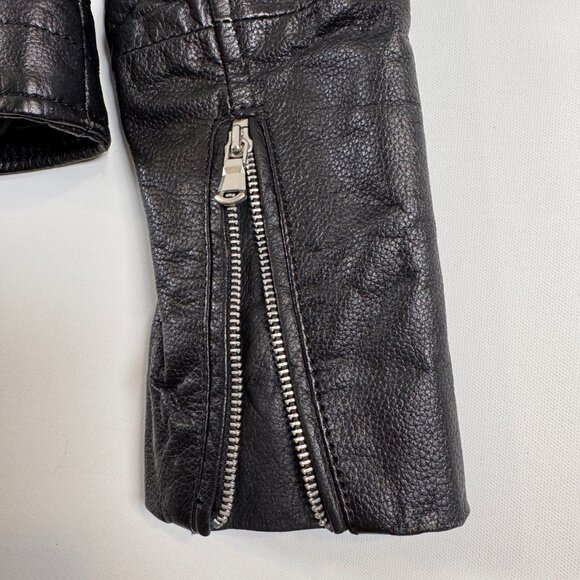 Barney's Originals Clara Black Leather Moto Jacket - Size 4 - Picture 9 of 10
